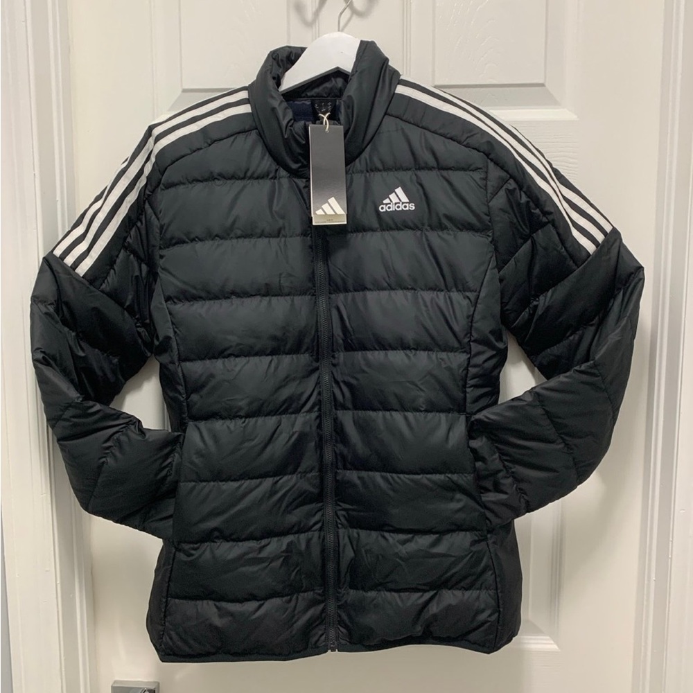Adidas Black Down Jacket with White Accents